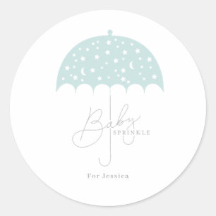 Baby Stars Brolly Baby Shower Invitation Classic Round Sticker