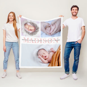 Baby Stats Custom Personalised Fleece Blanket