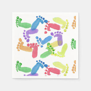 Baby Steps, Baby Feet, Baby Footprints in Colours Napkin