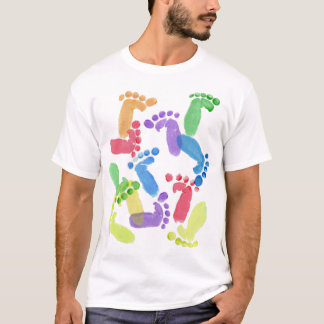 Baby Steps, Baby Feet, Baby Footprints in Colours  T-Shirt