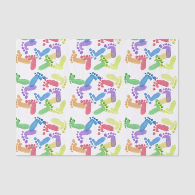 Baby Steps, Baby Feet, Baby Footprints in Colours  Tissue Paper (Front)