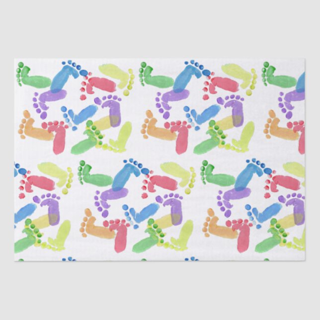 Baby Steps, Baby Feet, Baby Footprints in Colours  Tissue Paper (Front)