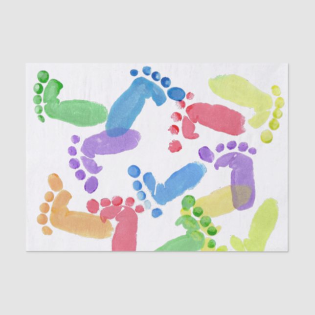 Baby Steps, Baby Feet, Baby Footprints in Colours Tissue Paper (Front)