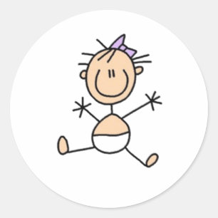 Baby Stick Figure Classic Round Sticker