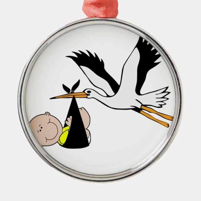 Baby & Stork - Bundle of Joy Metal Tree Decoration (Front)