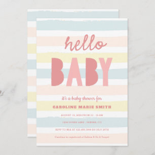 Baby Stripes Hello Baby Shower Invitation