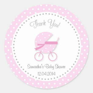Baby Stroller Baby Shower Sticker Pink