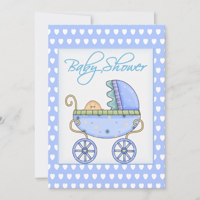 Baby Stroller Boy Shower  Invitation (Front)