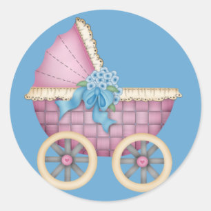 Baby Stroller/Carriage Pink Colour - Stickers