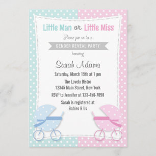 Baby Stroller Gender Reveal Party Invitation