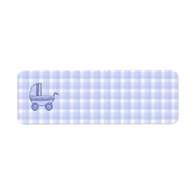 Baby Stroller. Light Blue on Check Pattern. (Front)