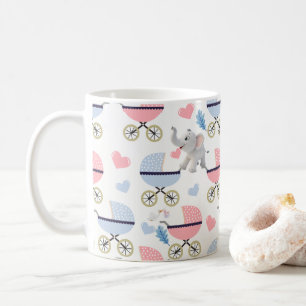 Baby Stroller Twins Elephant Hearts Coffee Mugs 