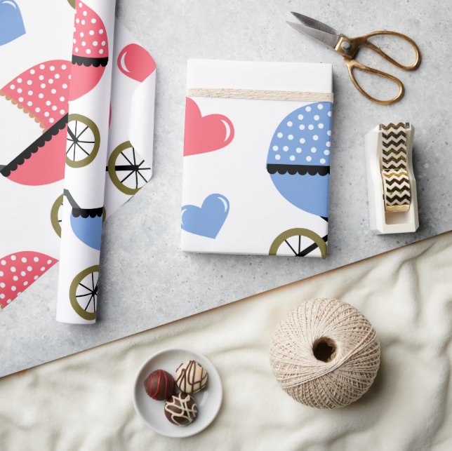 Baby Stroller with LOVE Wrapping Paper (Crafts)
