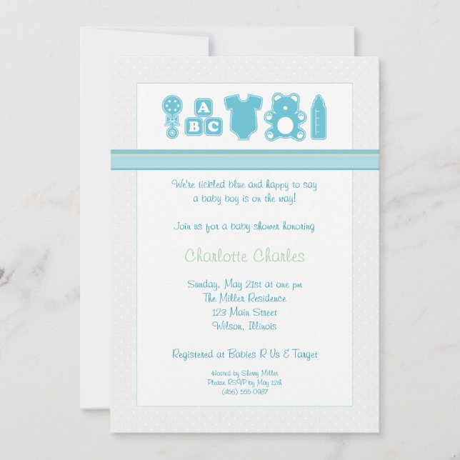Baby Stuff Baby Shower Invitations - Boy (Front)