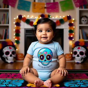 🌹Baby Sugar Skull in blue 🌹 Baby Bodysuit
