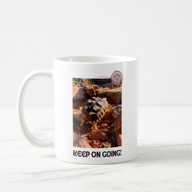 Baby Sulcata hiking in Sedona Red Rocks Arizona Coffee Mug (Left)