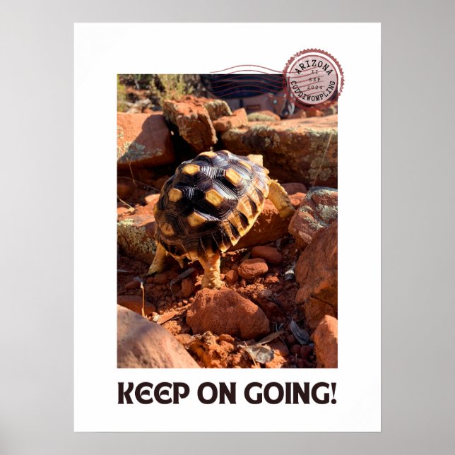 Baby Sulcata hiking in Sedona Red Rocks Arizona Poster (Front)