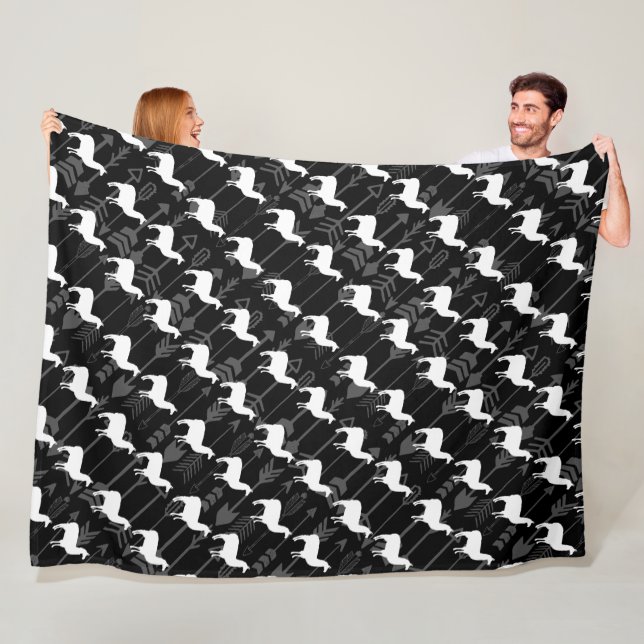 Baby Swaddle Black White Llama Arrow Pattern Fleece Blanket (In Situ)