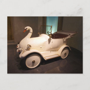 baby swan car postcard