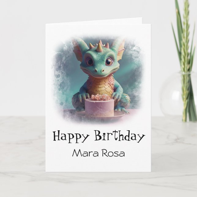 *~*  Baby Sweet Dragon Cake AP88 Birthday Card (Front)