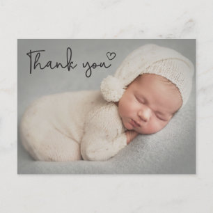 Baby Sweet Heart photo thank you Announcement Postcard