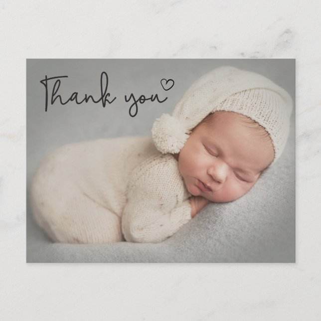 Baby Sweet Heart photo thank you Announcement Postcard (Front)