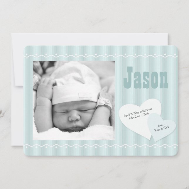 Baby Sweetheart Blue Photo Birth Announcement (Front)