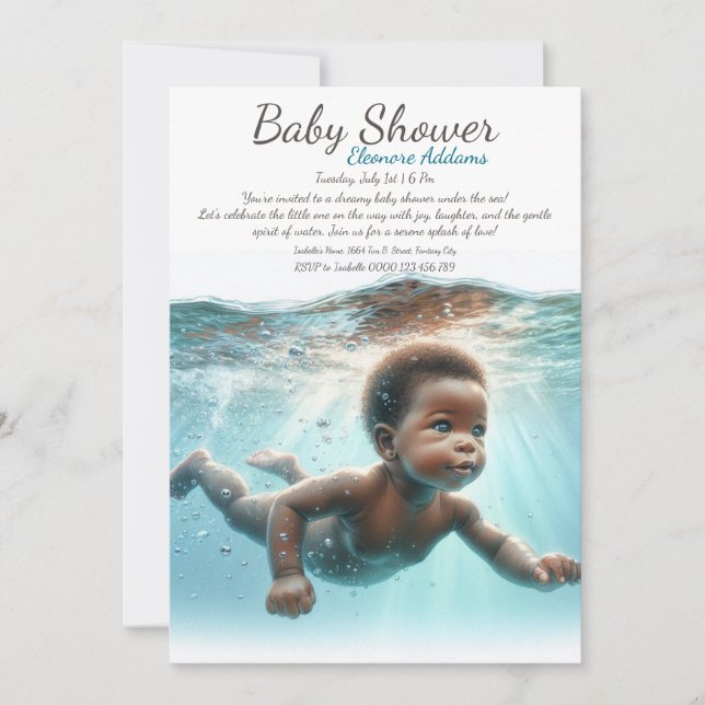 Baby Swimming Underwater Dreams Baby shower Invitation (Front)