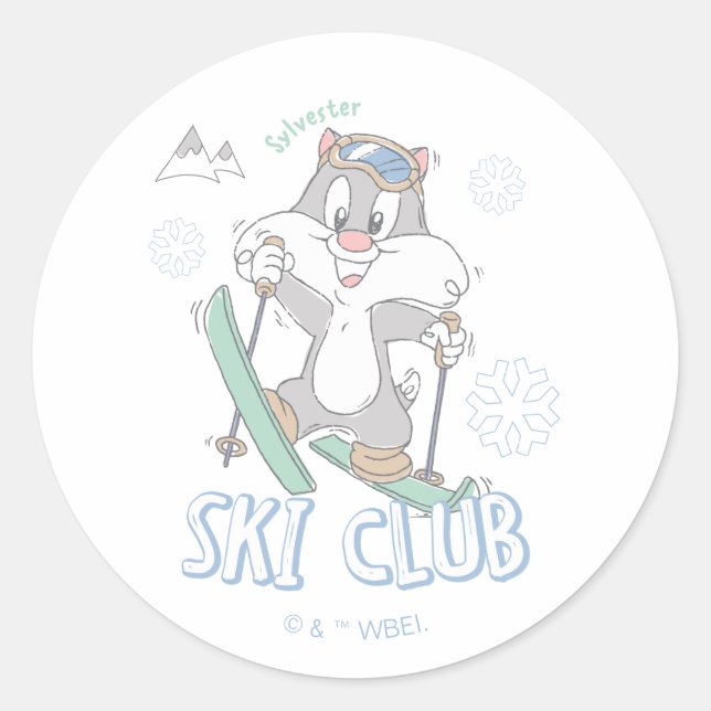 Baby SYLVESTER™ Ski Club Classic Round Sticker (Front)