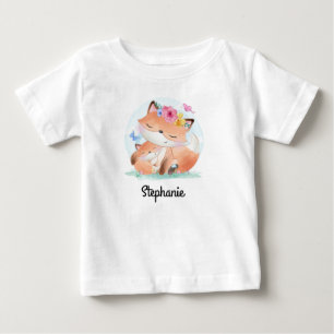 Baby T-shirt with custom name   Fox Print