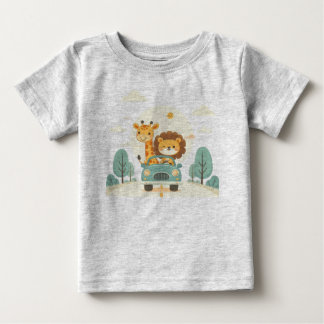Baby T-Shirt with Cute Cartoon Animals Print