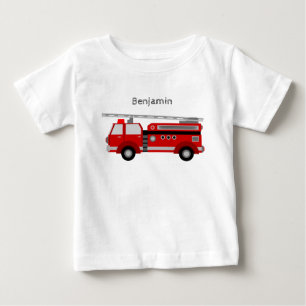 Baby t-Shirt with Fire Truck and Name