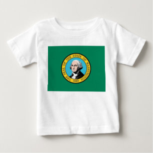Baby T Shirt with Flag of Washington State, U.S.A.