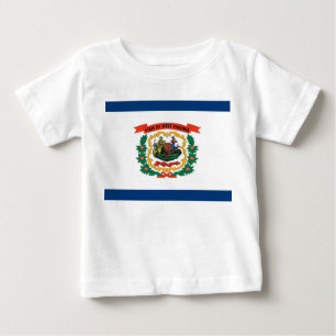 Baby T Shirt with Flag of West Virginia, U.S.A.
