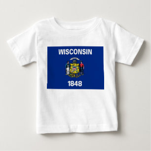 Baby T Shirt with Flag of Wisconsin, U.S.A.
