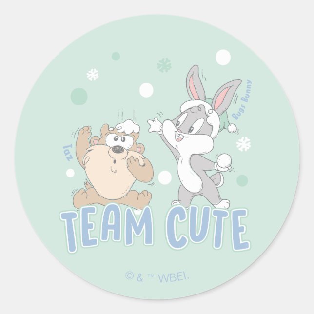 Baby TAZ™ & BUGS BUNNY™ Team Cute Classic Round Sticker (Front)