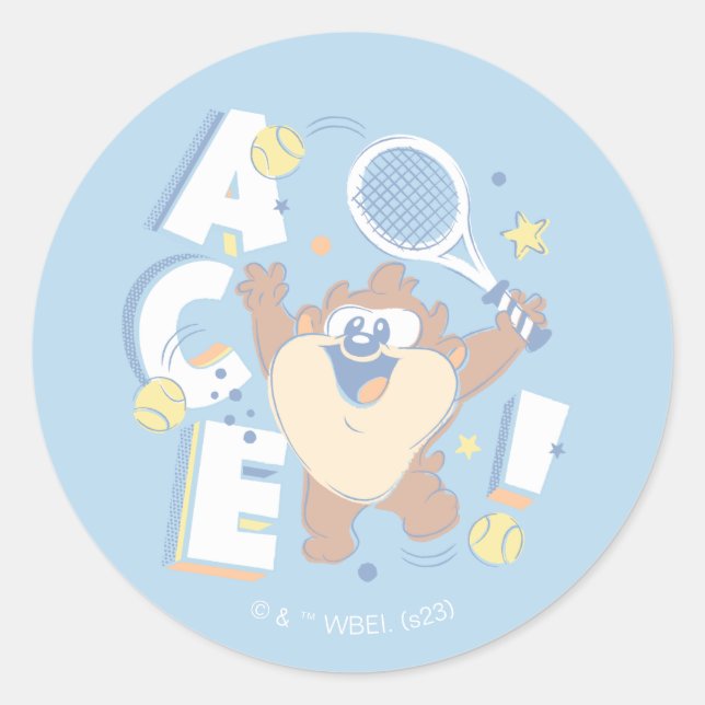 Baby TAZ™ Tennis Ace! Classic Round Sticker (Front)