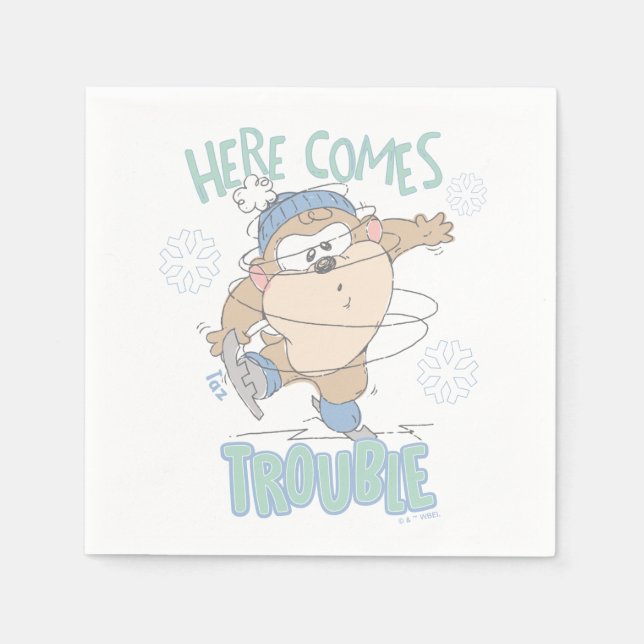 Baby TAZ™ Winter Ice Skating Napkin (Front)