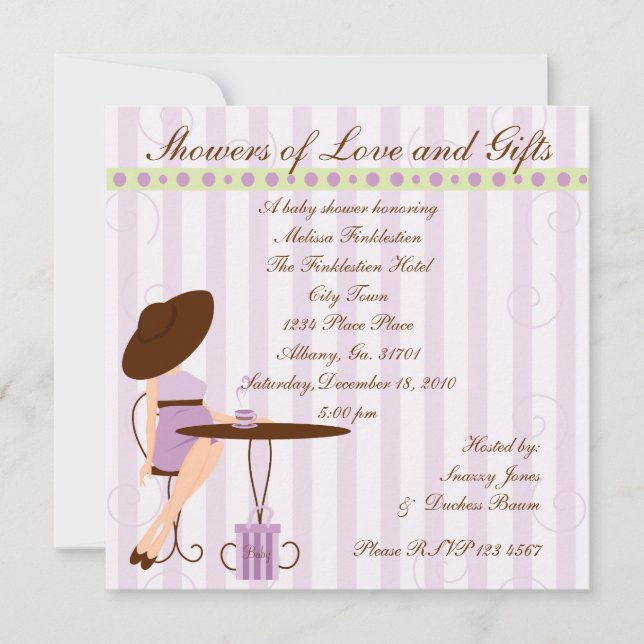 Baby Tea in Purple Invitation (Front)