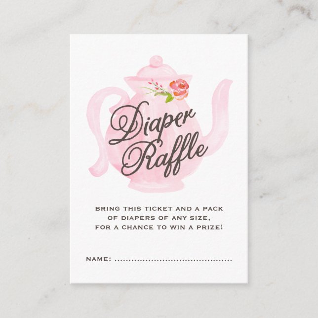 Baby Tea Party | Baby Diaper Raffle Ticket Enclosure Card (Front)