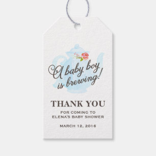 Baby Tea Party   Baby Shower Favour Gift Tag   Blu