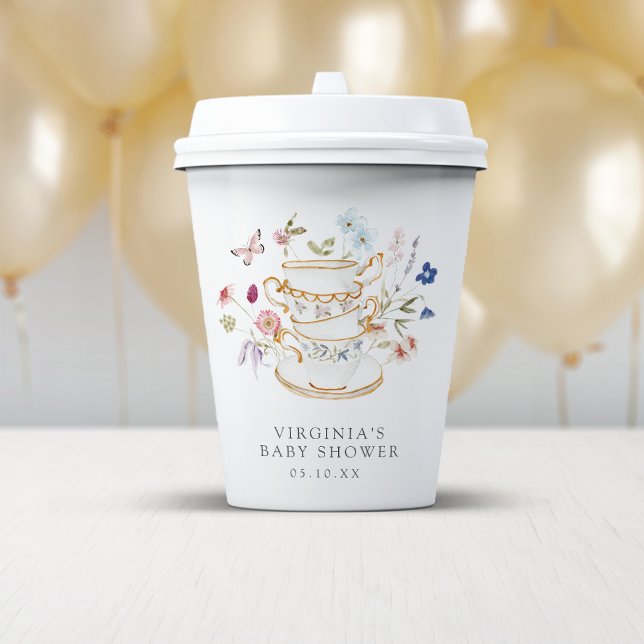 Baby Tea Party Paper cup (Baby Shower Wildflower Tea Party Decor Paper Cup by Painted Paperie
)
