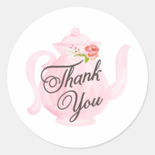 Baby Tea Party Pink Thank You Favour Sticker