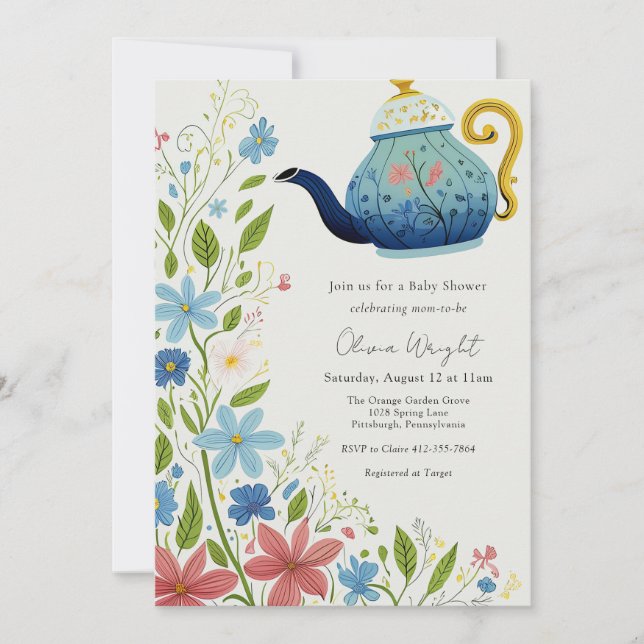 Baby Tea Party Shower  Invitation (Front)