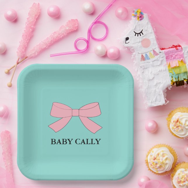 BABY Teal Blue Reveal Shower Sprinkle Party Paper Plate (Party)