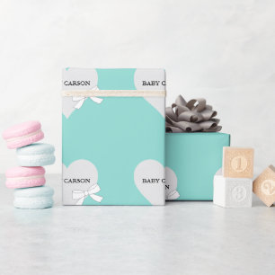 Baby Teal Blue Sprinkle Shower Party Personalized  Wrapping Paper