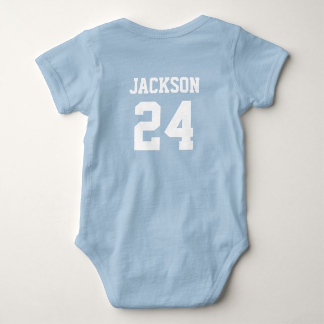 Baby Team Jersey Number and Monogram Bodysuit (Back)