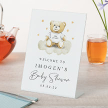 Baby Teddy Bear Baby Shower Welcome Pedestal Sign