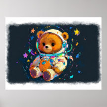 Baby Teddy Bear Dreaming of Being an Astronaut