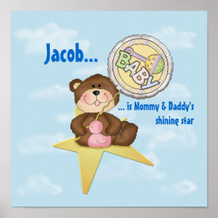 Baby Teddy Bear on a Star Poster